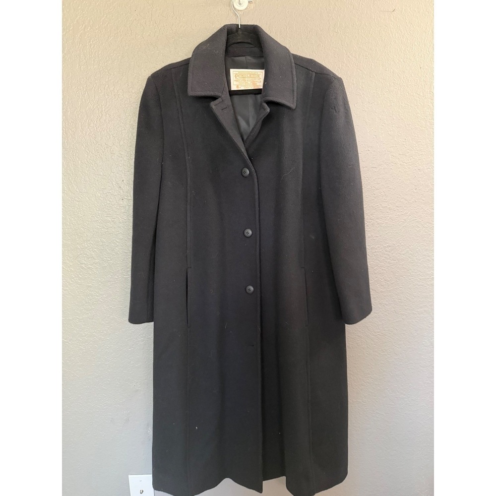 VTG  Pendleton Womens Black Wool Trench Coat SZ 16 Full Length Classic 80's - Picture 2 of 10